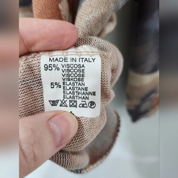 Blue Brown Womens Artsy Top XL/XXL Dolman Sleeve Made In Italy Bohemian Eclectic - Picture 4 of 7